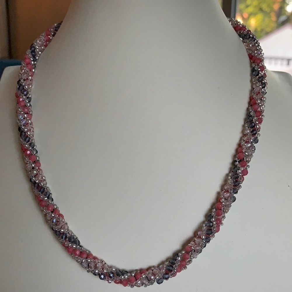 Beaded necklace 18.5 inch length, hand crafted
